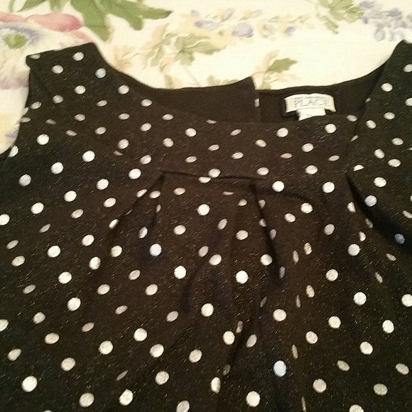 Childrens Place Size 14 Black Polka Dot Dress - Picture 10 of 12